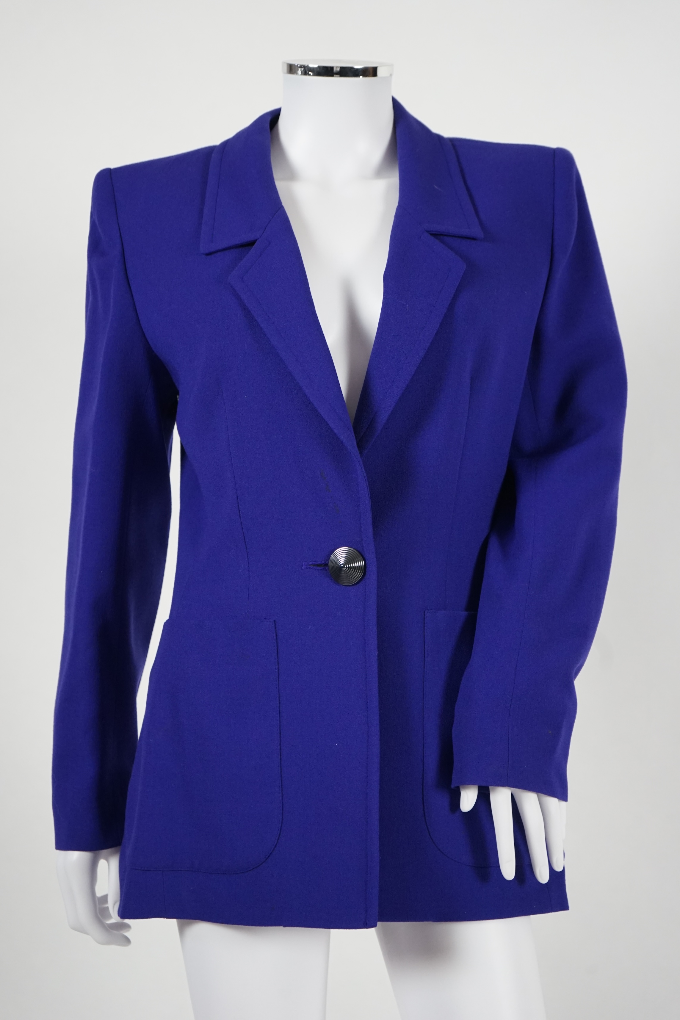 Three vintage Yves Saint Laurent variation lady's skirt suits, F 38 (UK 10). Please note alterations to make the waist smaller may have been carried out on some of the skirts. Proceeds to Happy Paws Puppy Rescue.